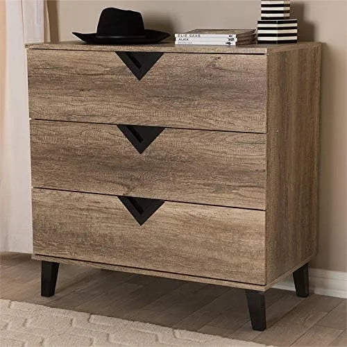 Light Brown Wood 3-Drawer Chest P4577
