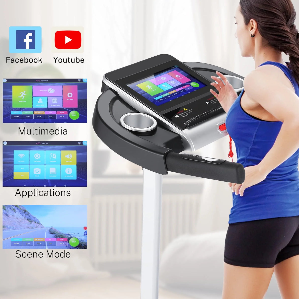 Electric Motorized Treadmill with 3 Incline Levels J8679