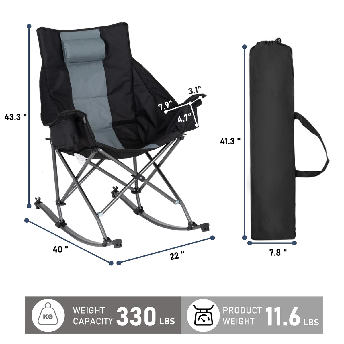 Folding Rocking Camping Chair with Carry Bag A9407