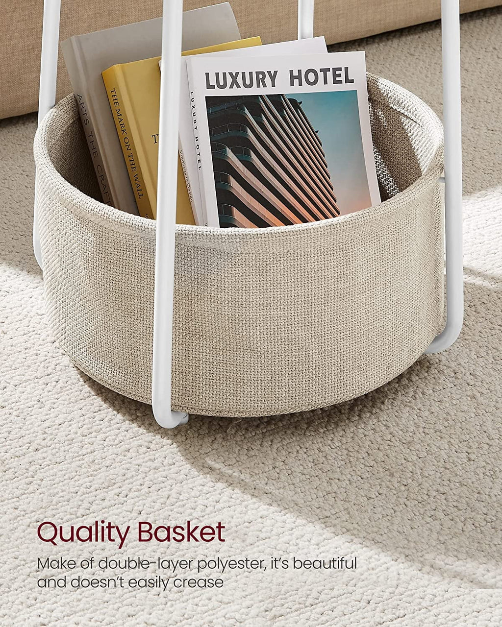 Round Side Table with Fabric Storage Basket W979444