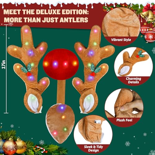 17 Inch LED Reindeer Antlers Car Decoration T9355