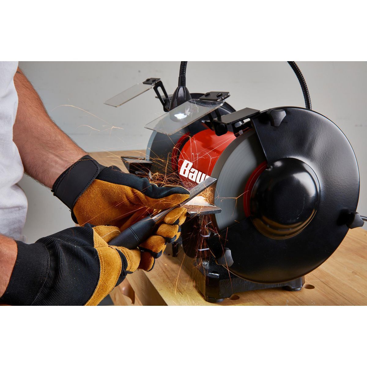 8 in. Variable-Speed Bench Grinder with LED Work Light E262