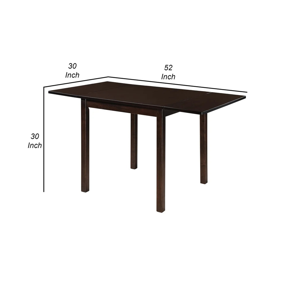52 Inch Drop Leaf Dining Table Dark Cappuccino Brown Wood N427199