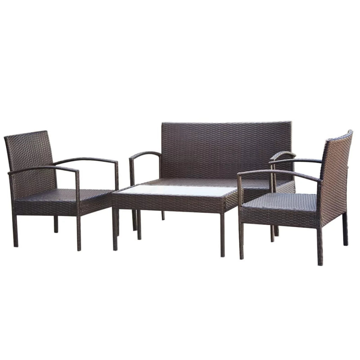 4 Piece Cream White Cushioned Poly Rattan Patio Lounge Set C223126