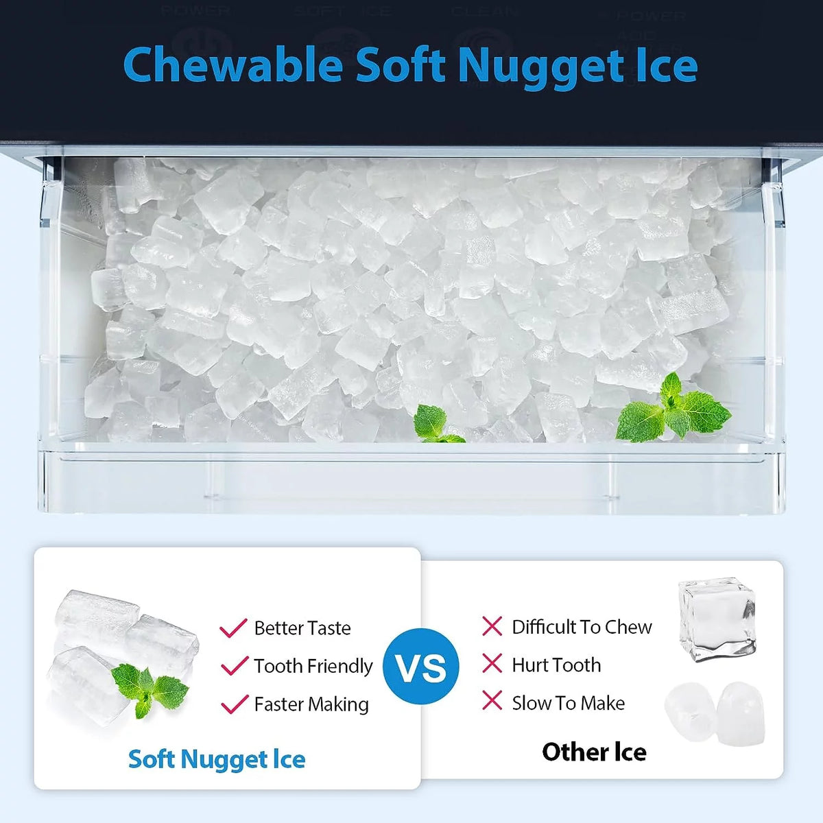 Nugget Ice Maker Countertop, 55 lbs/Day, Self-Cleaning, Stainless Steel X7546