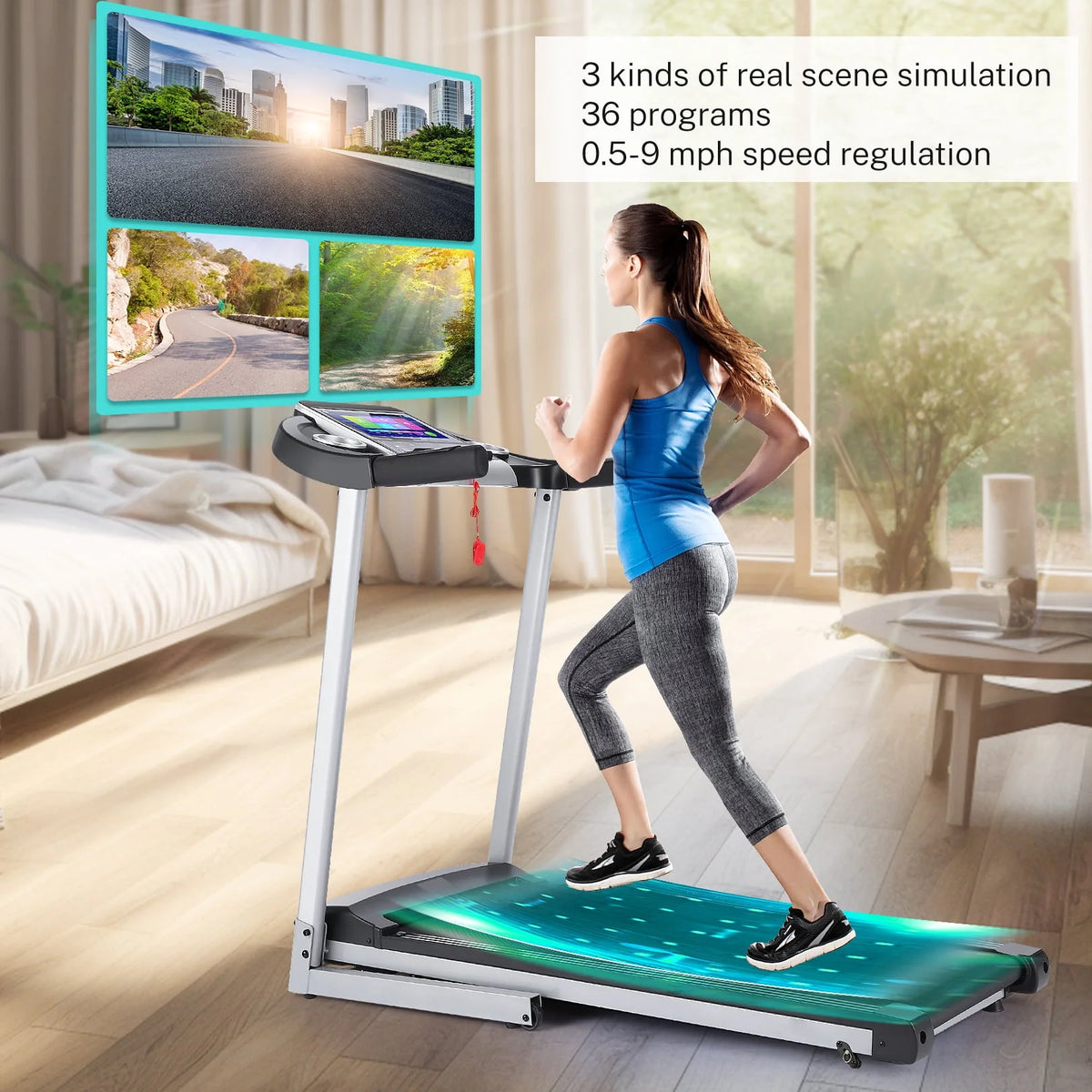 Electric Motorized Treadmill with 3 Incline Levels J8679
