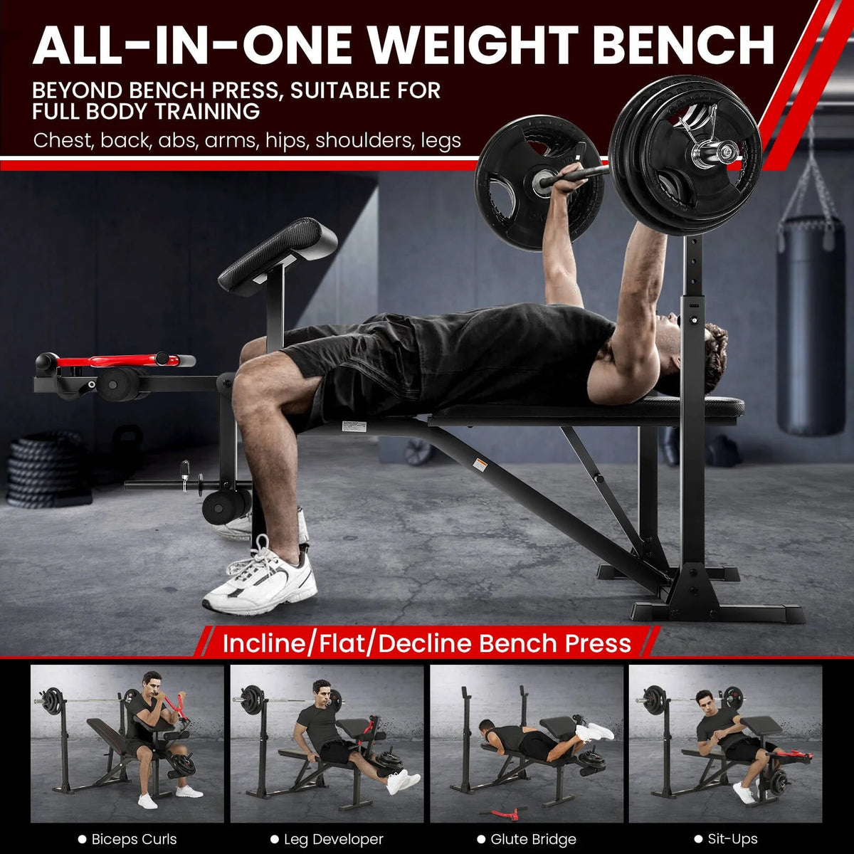 Adjustable Weight Bench Set with Squat Rack A5028
