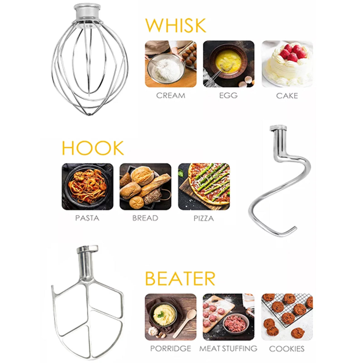 Electric Dough Mixer Kneading Machine with 10L Stainless Steel Bowl P4104