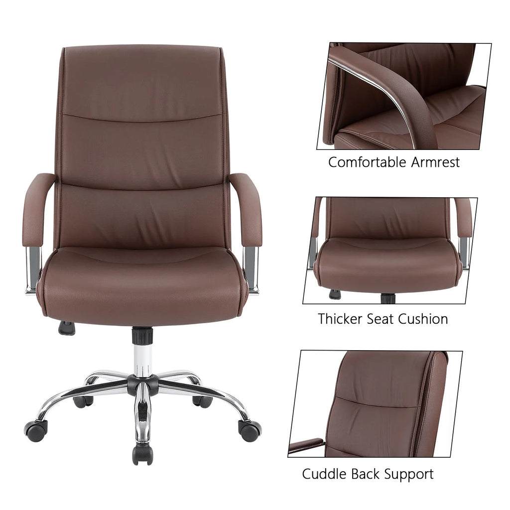 Brown Faux Leather Ergonomic Office Chair F494562