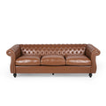 Cognac Brown Faux Leather 3 Seater Sofa H46706