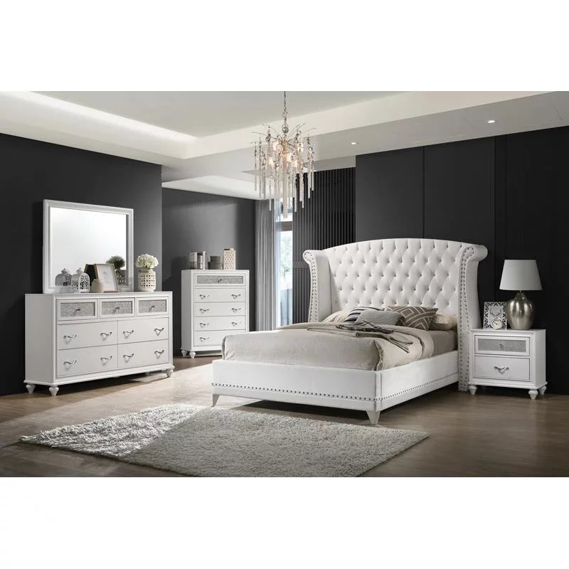 White Upholstered Tufted Bedroom Set A5164