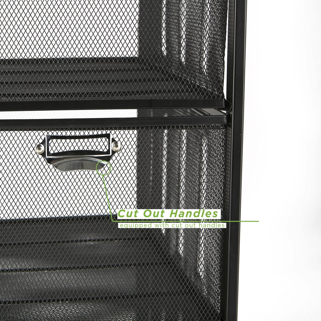 Rolling Utility Cart with 3 Drawers, Black Y9943