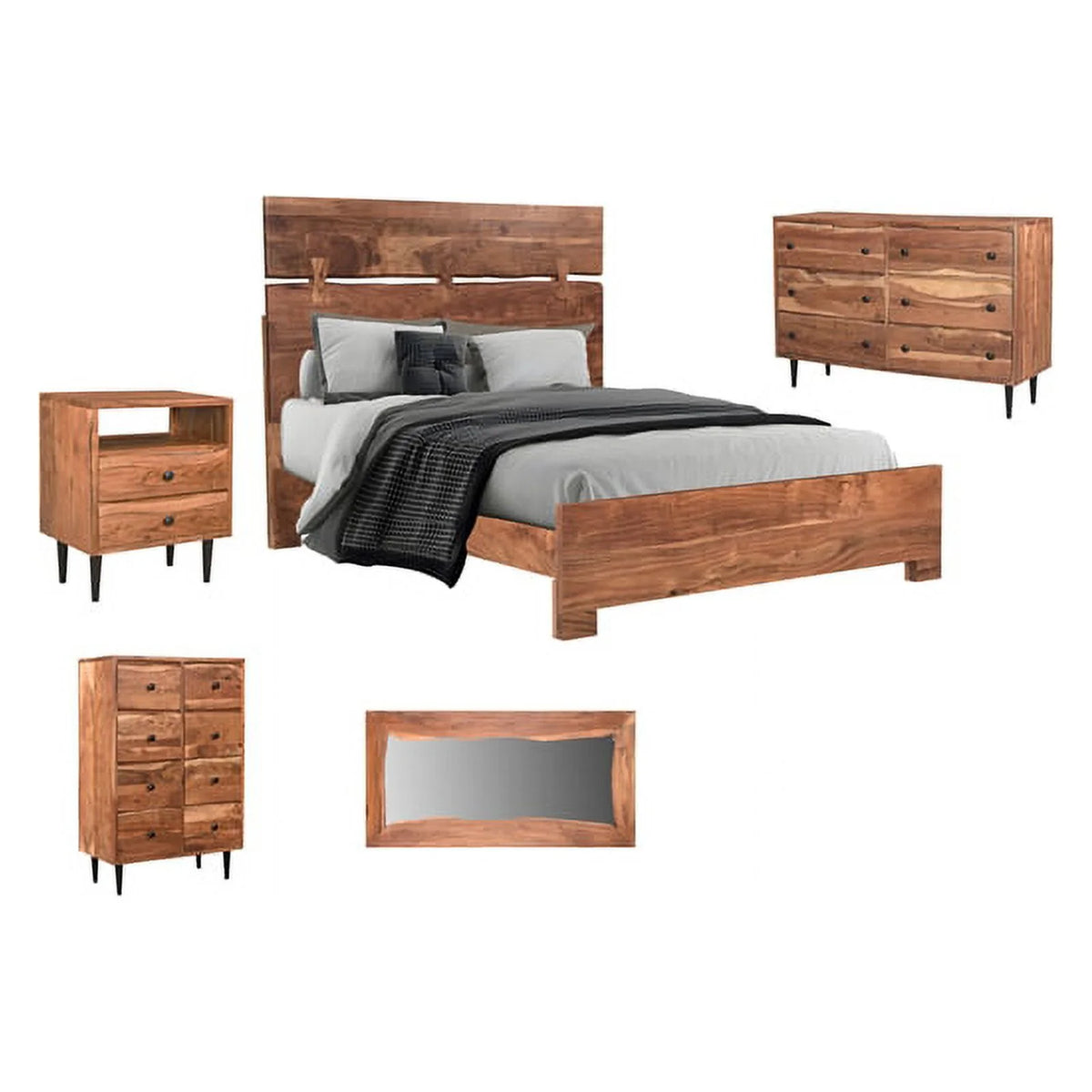 Solid Wood Queen Panel Bed M496971