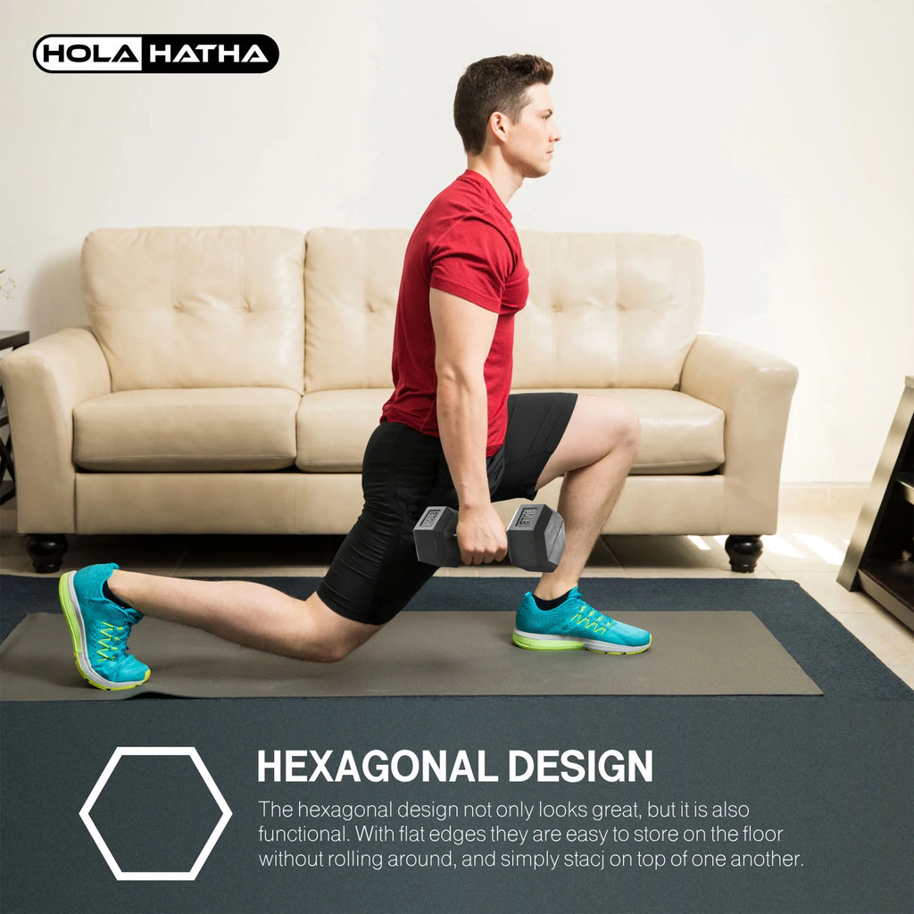 5, 8, 10, 12 and 15 Pound Hexagonal Dumbbell Weight Set with Rack W769