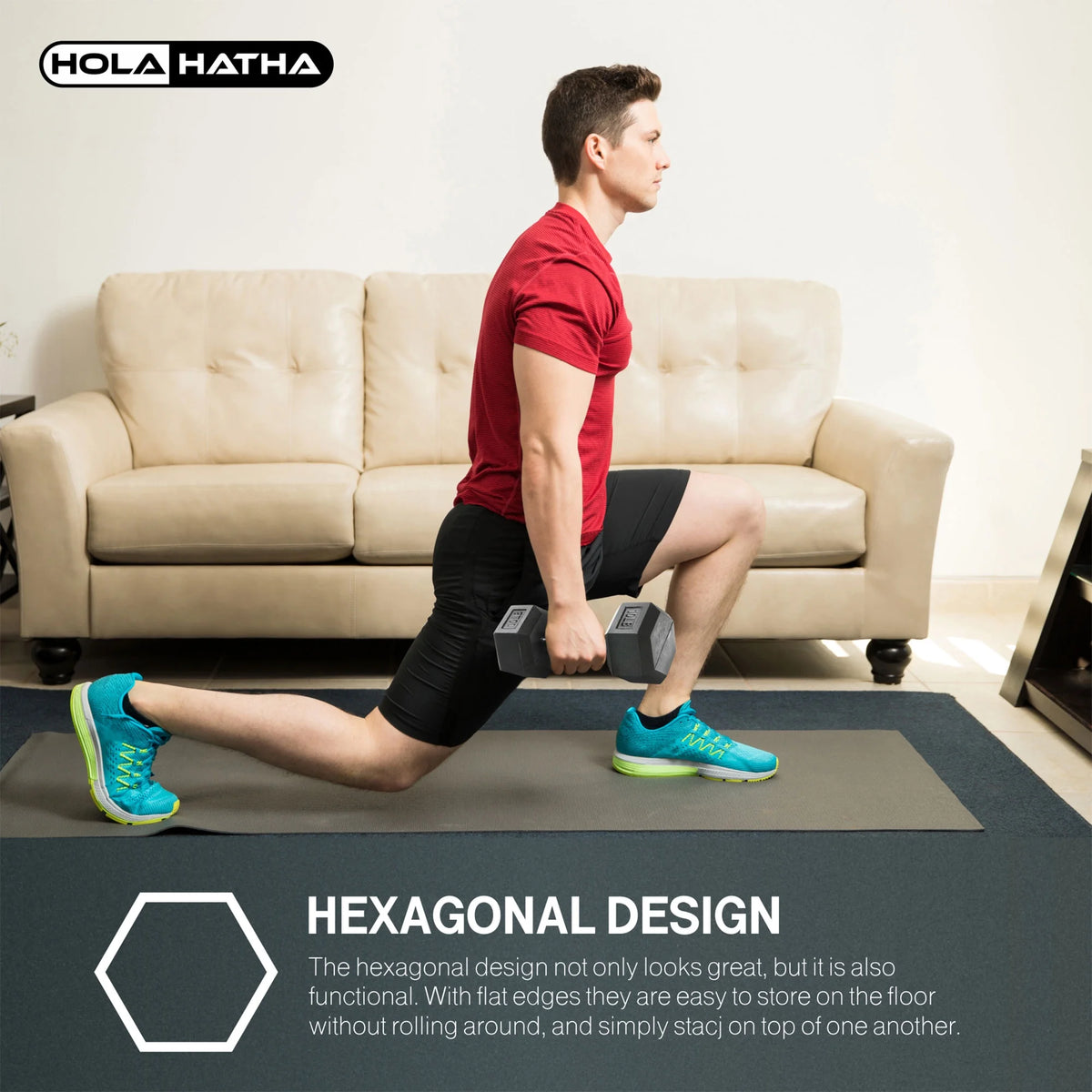 5, 8, 10, 12 and 15 Pound Hexagonal Dumbbell Weight Set with Rack W769