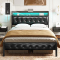 Queen Upholstered Platform Bed Frame with Storage Headboard I534
