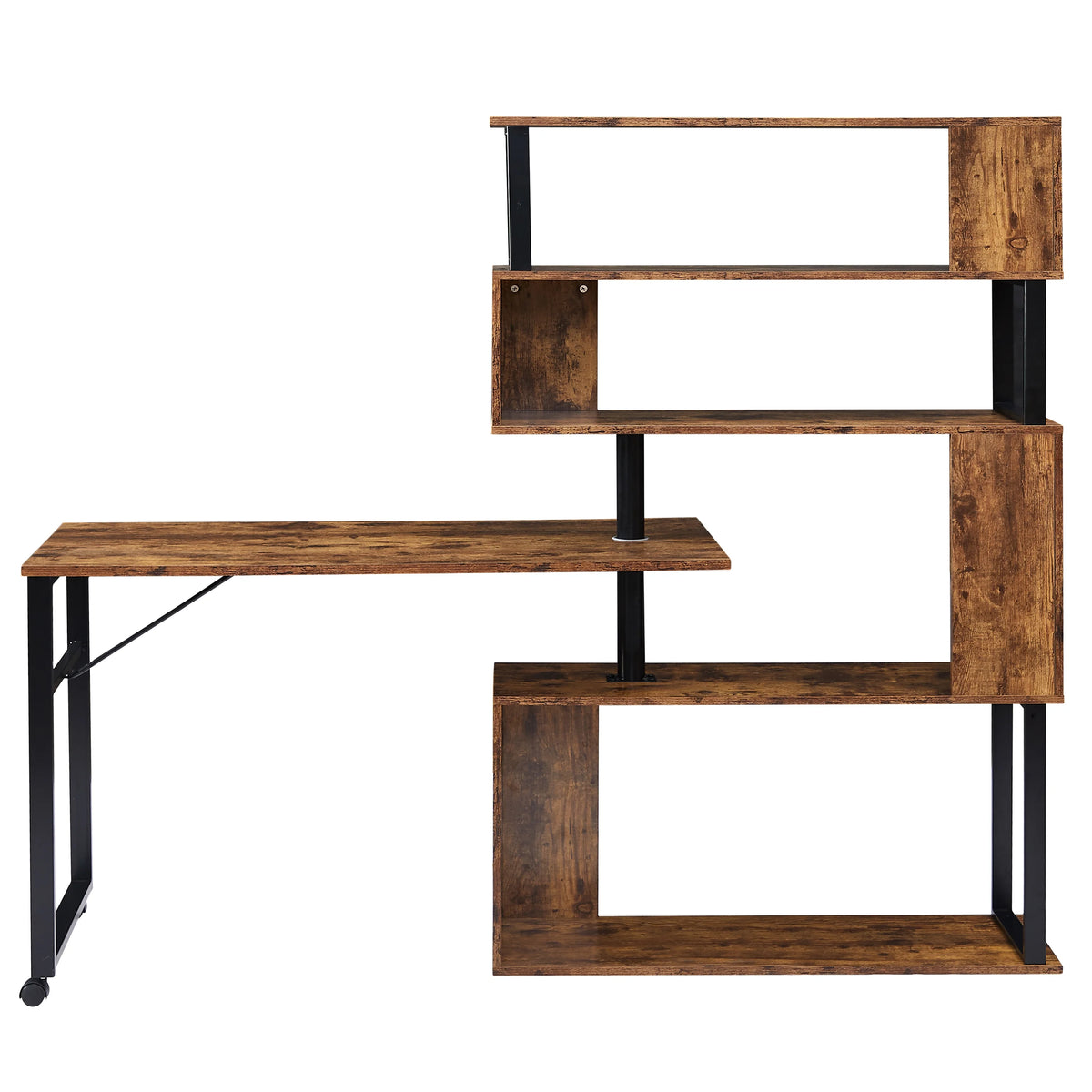 L-Shaped Corner Computer Desk with Bookshelf R435