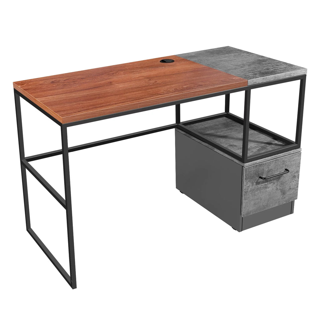 47" Home Office Desk with File Drawers Storage Shelves M6265