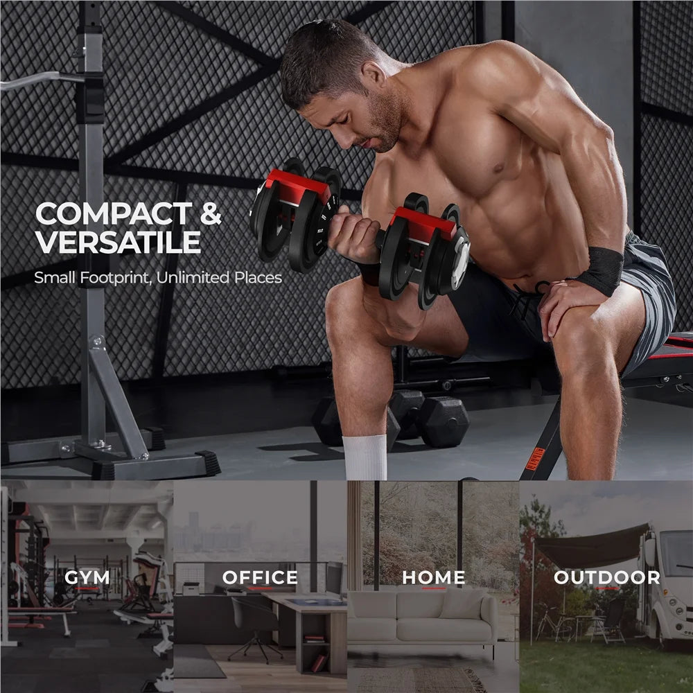 3-In-1 Quick-Adjust Dumbbell Weight Set Black W11380