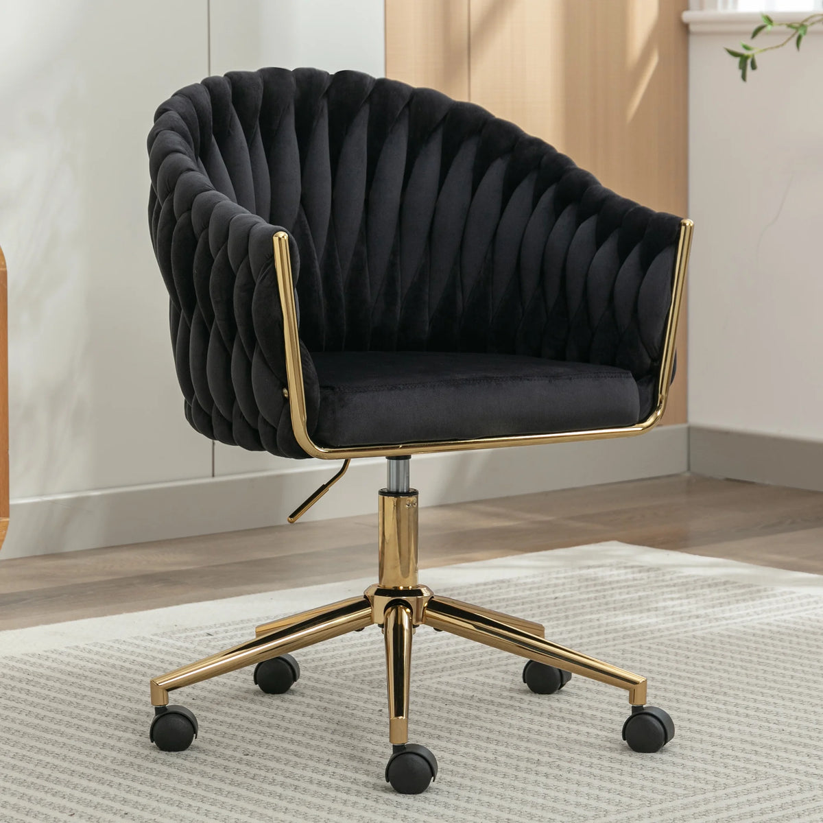 Black Adjustable Velvet Leisure Chair K370766