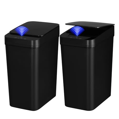 2 Pack 2.4 Gallon Black Touchless Trash Can N1152