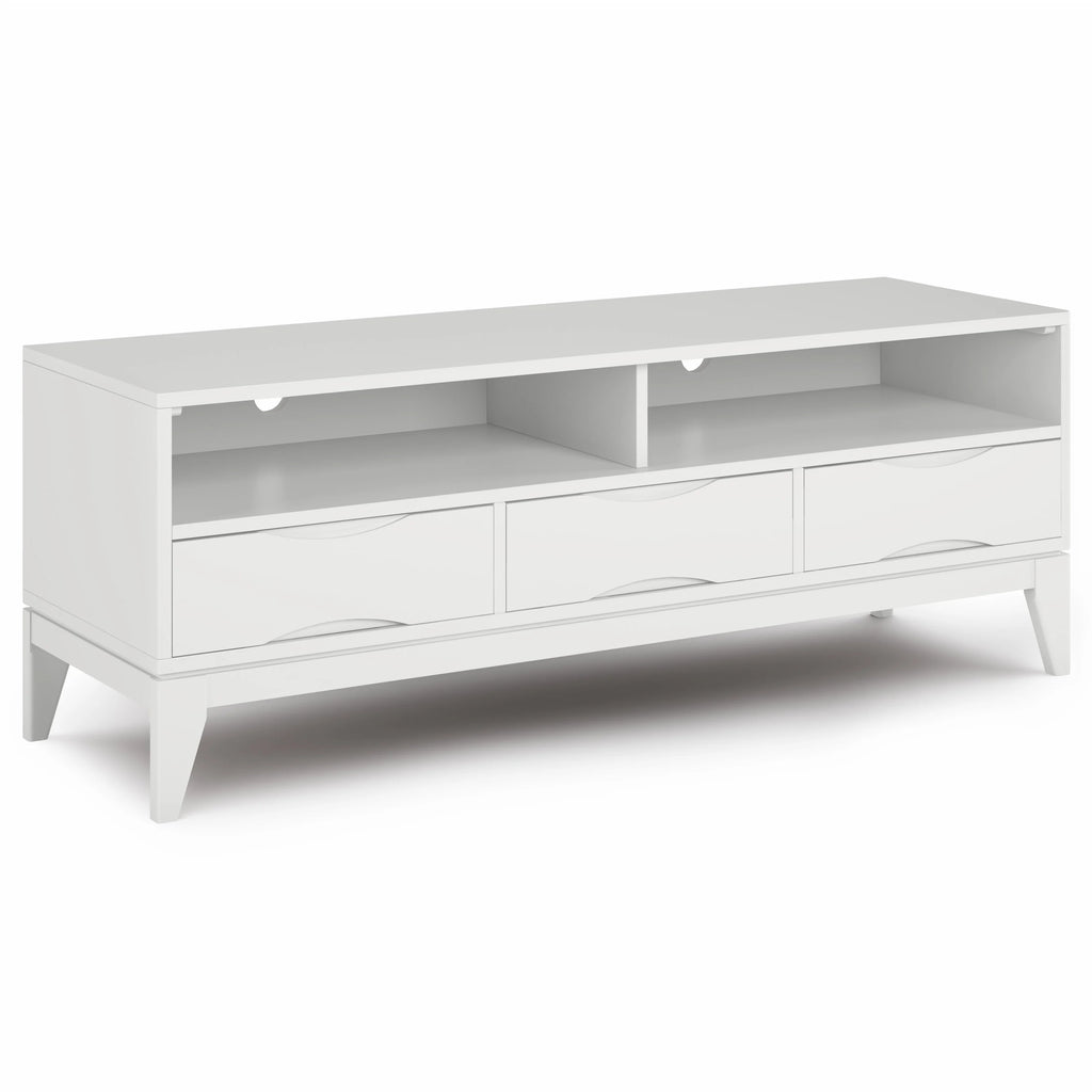 White 60 inch Wide Solid Hardwood TV Media Stand Z11066