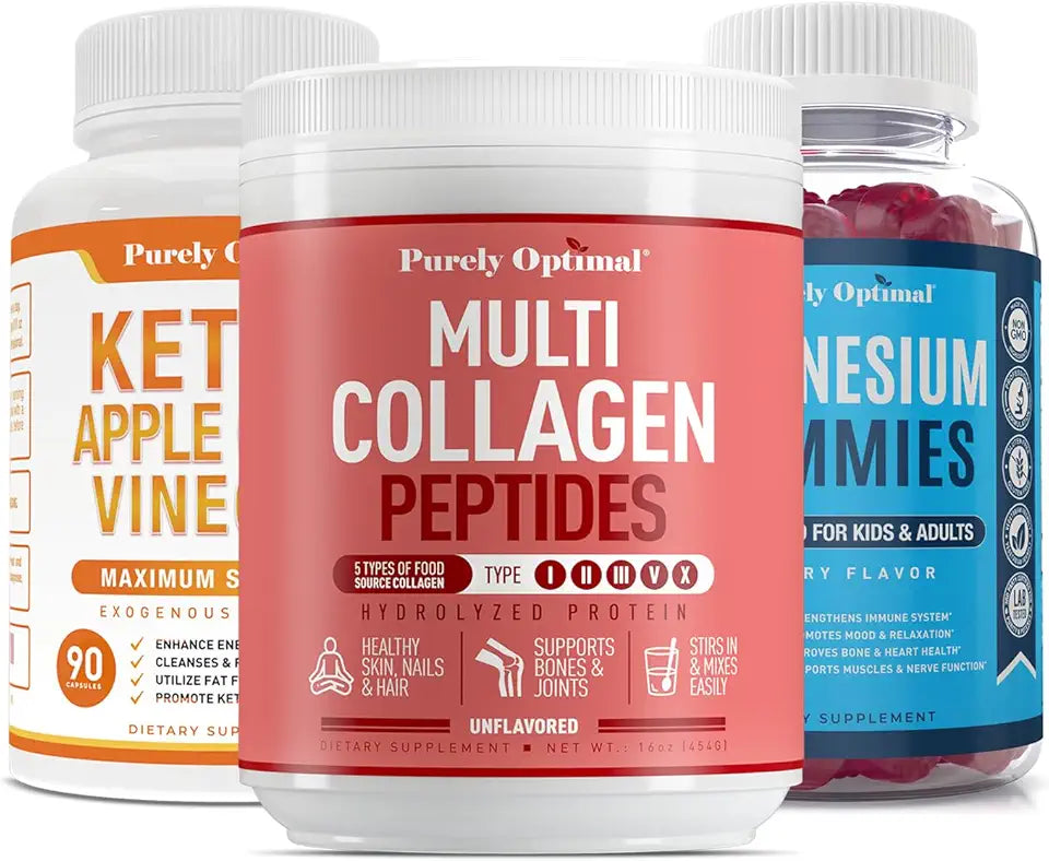 Keto Pills + Apple Cider Vinegar Capsules + Multi Collagen Powder + Magnesium Gummies X7188