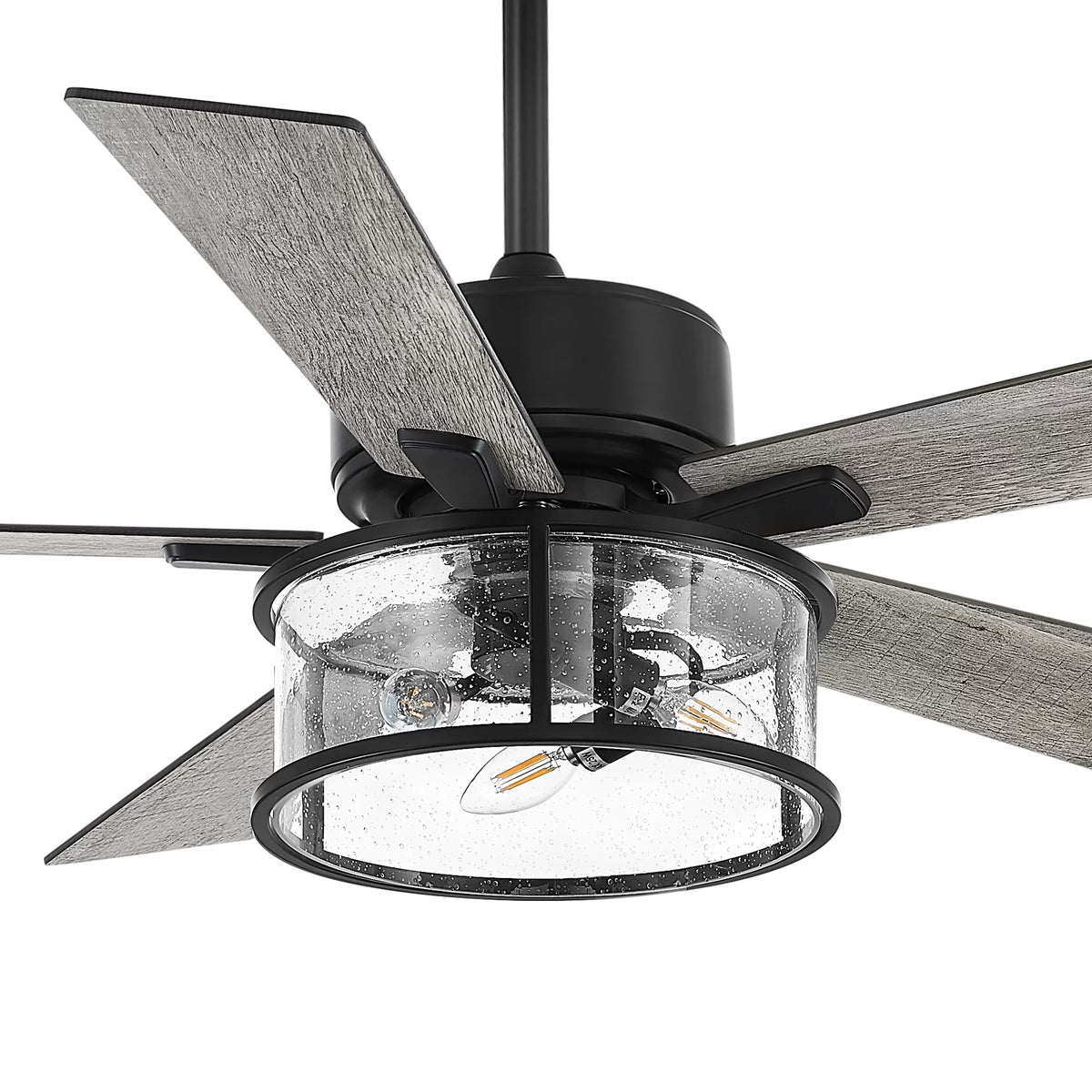 52" Matte Black Reversible Ceiling Fan with Light Kit P738848