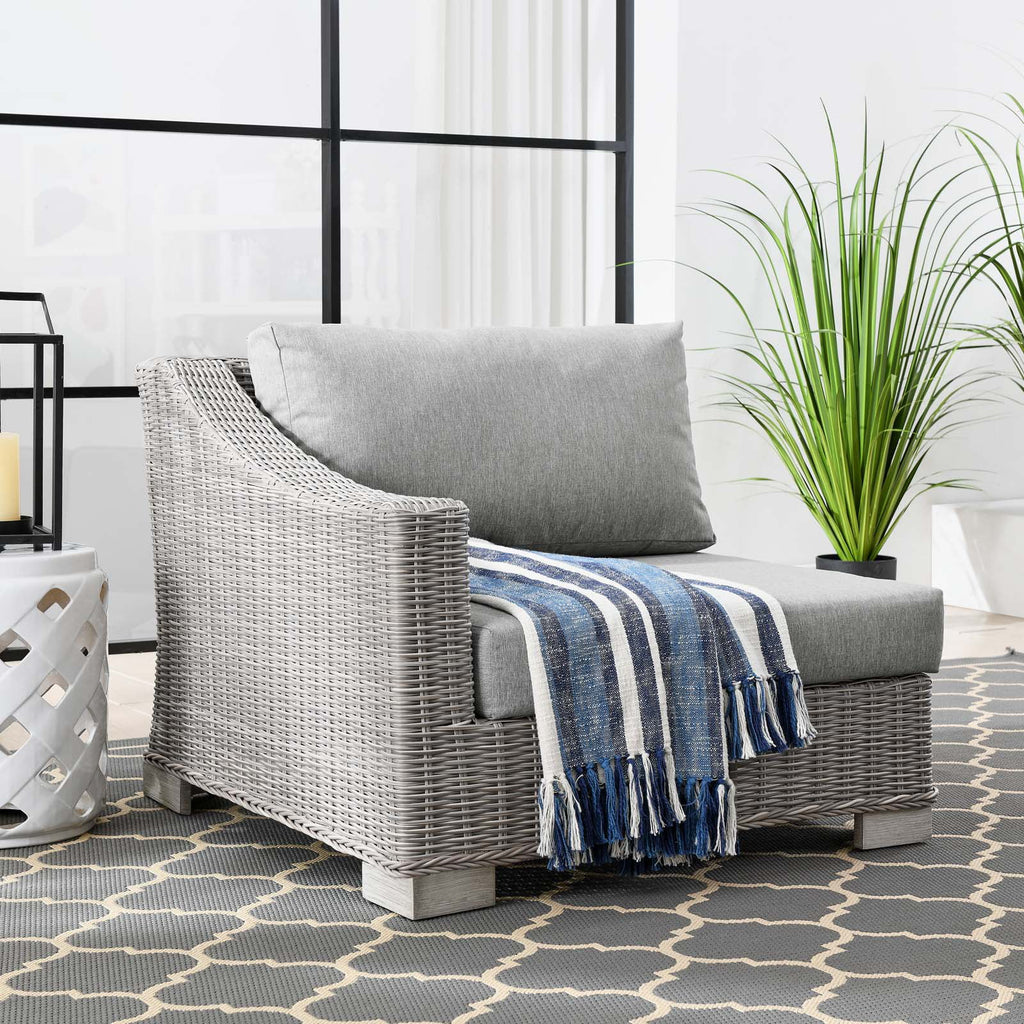 Grey Rattan Wicker Corner Chair E1549