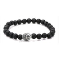 Men's Stainless Steel Black Lava Bead Buddha Bracelet G7855