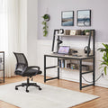Gray Home Office Desk and Chair Set with Power Outlet D617