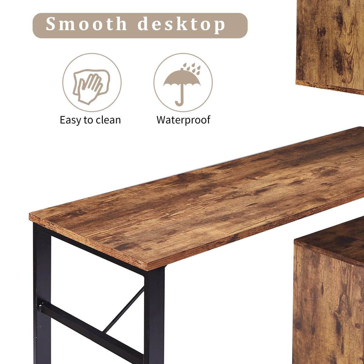 L-Shaped Corner Computer Desk with Bookshelf R435