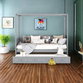Twin Size Four-Poster Wood Canopy Bed with Trundle L365