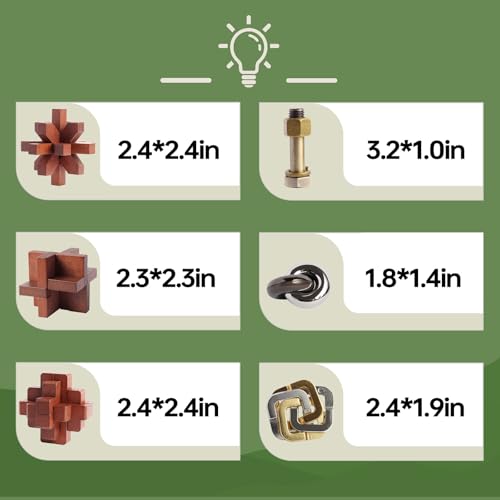 12pcs Wooden Metal Brain Teaser Puzzles V7086