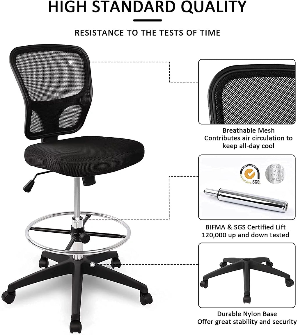 Ergonomic Height Adjustable Rolling Office Chair with Foot Ring L715
