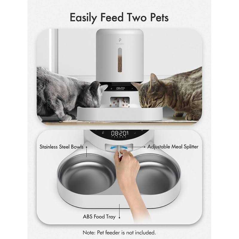 Automatic Pet Food Splitter with Stainless Steel Bowls E10432