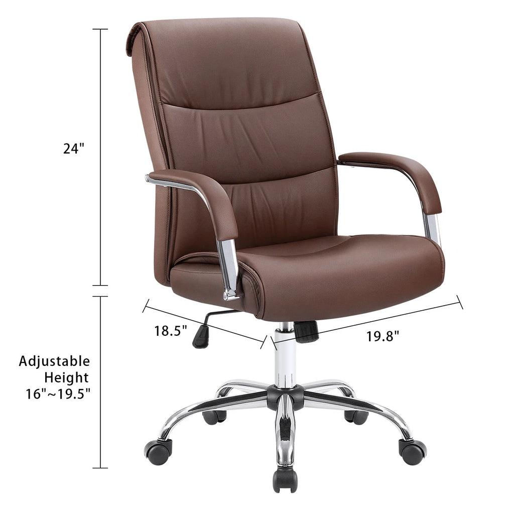 Brown Faux Leather Ergonomic Office Chair F494562
