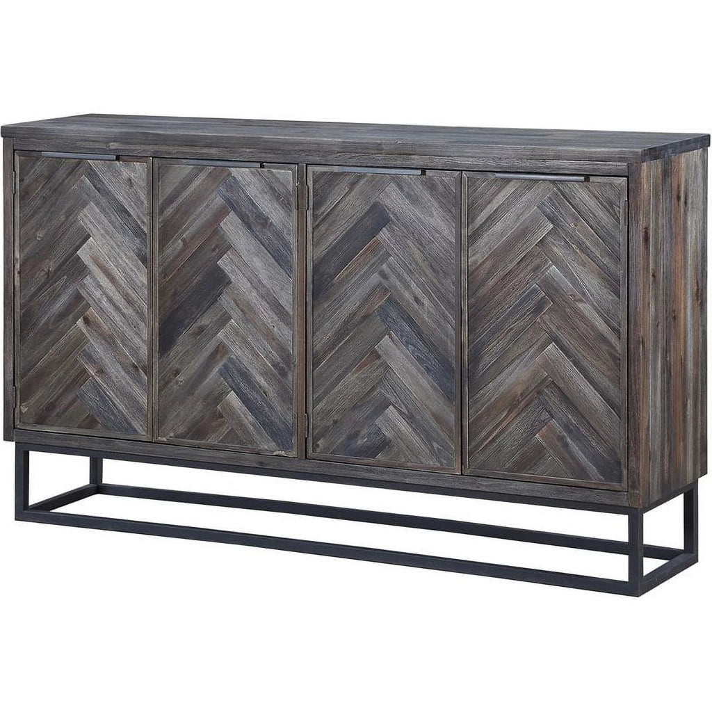 Solid Wood Herringbone 4-Door Credenza X276705