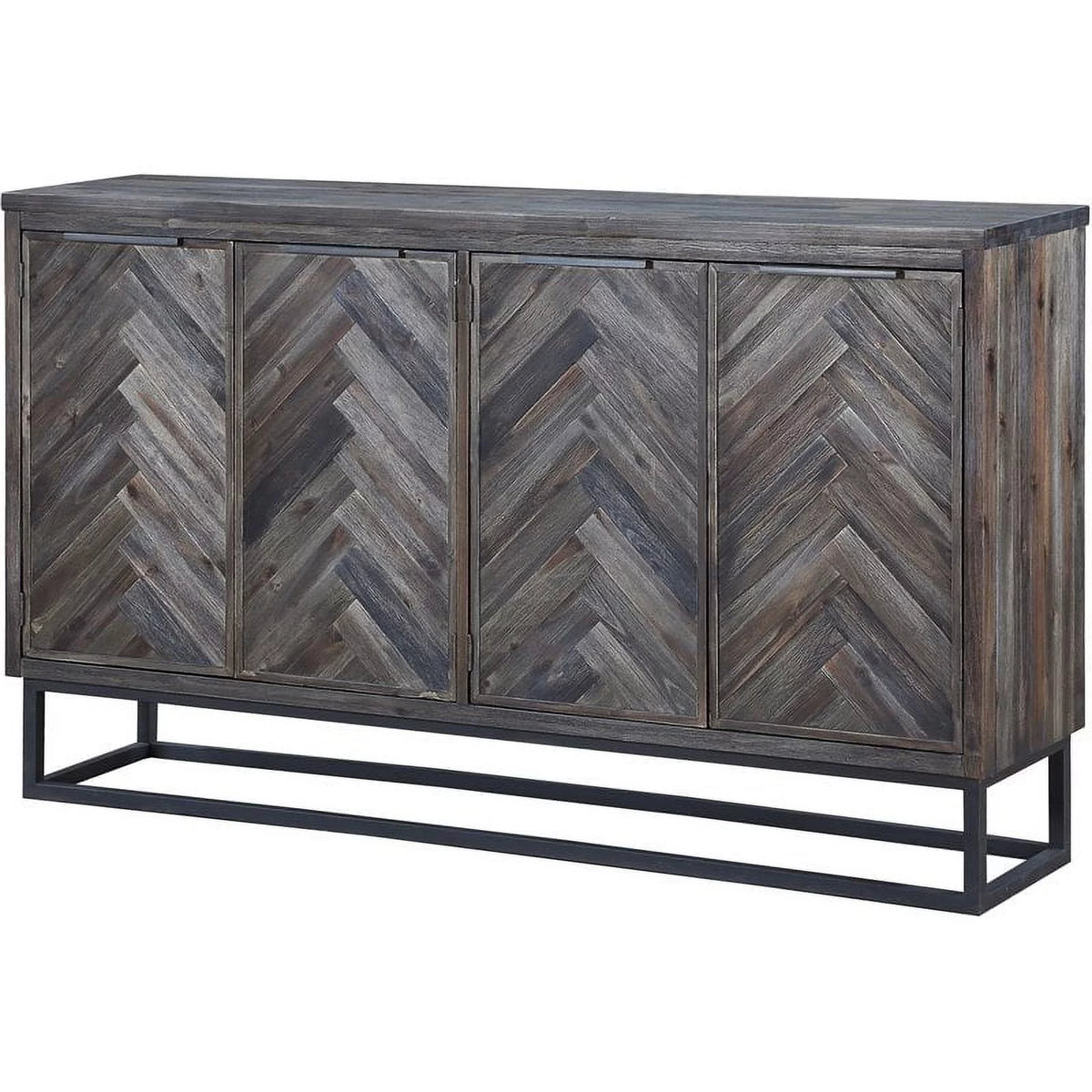 Solid Wood Herringbone 4-Door Credenza X276705