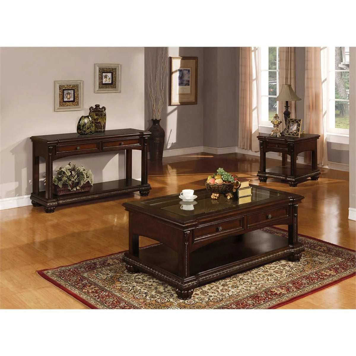 2-Piece Rectangular End Table Set in Cherry W82753