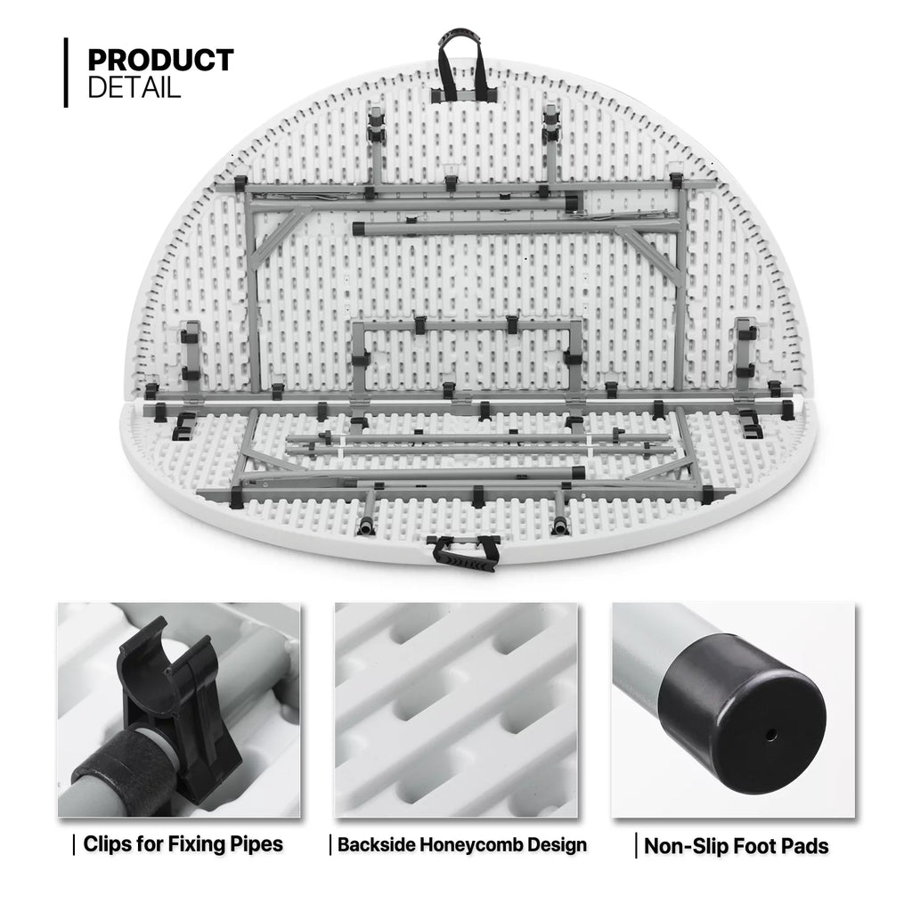 5Ft White Bi-Fold Plastic Table Set of 5 U71835