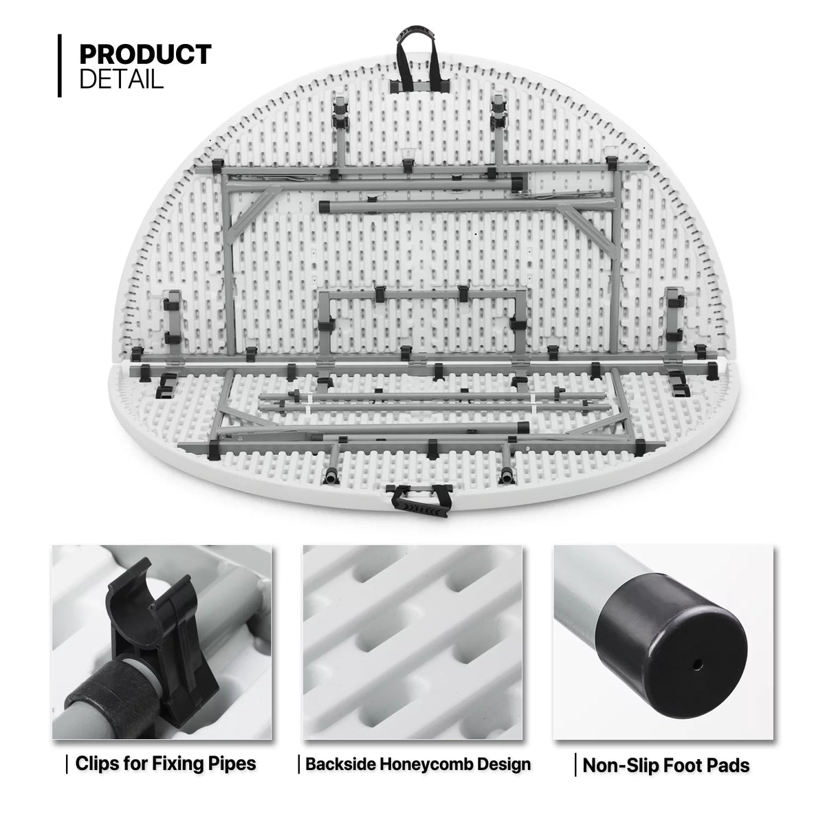 5Ft White Bi-Fold Plastic Table Set of 5 U71835