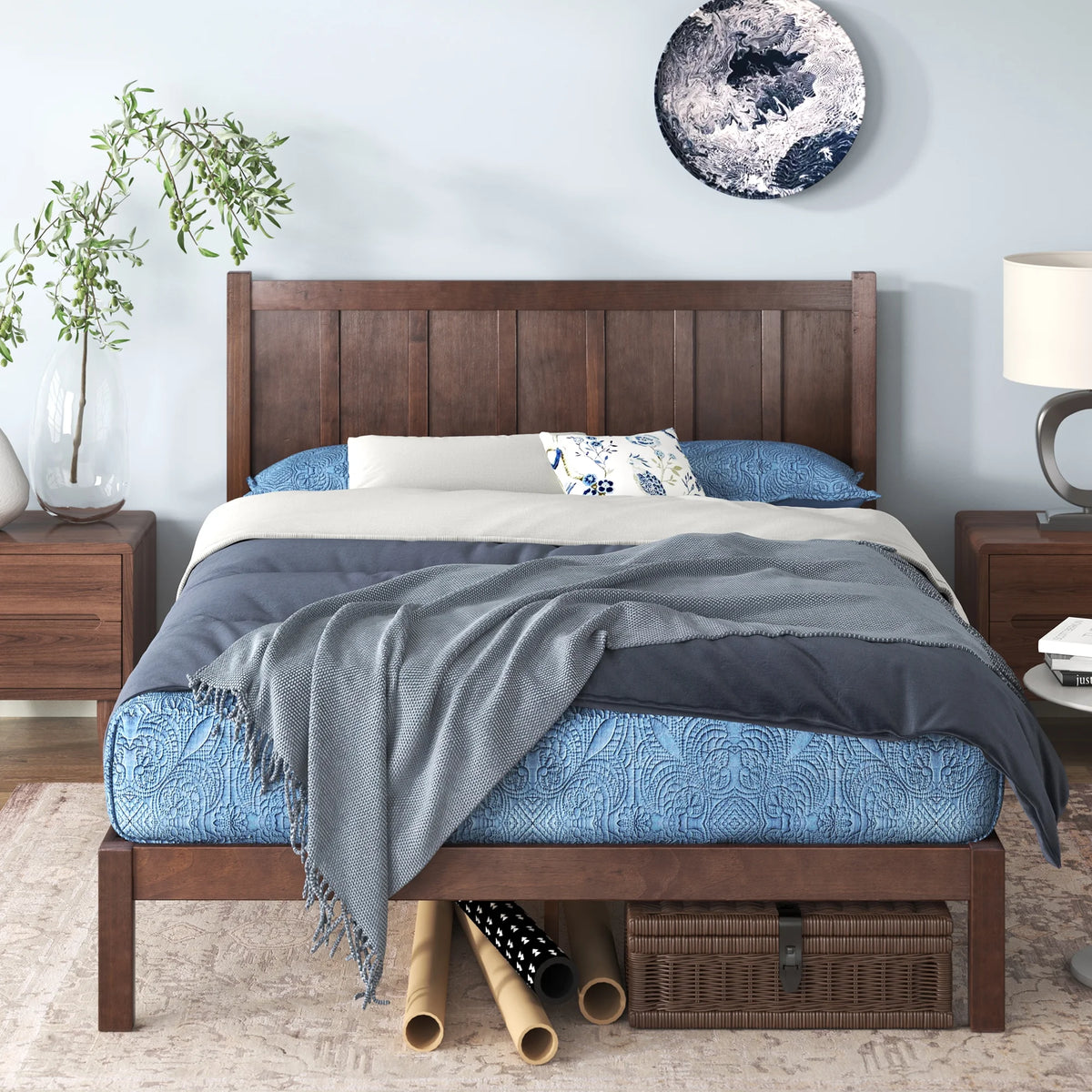 Queen Acacia Wood Platform Bed Frame E1948