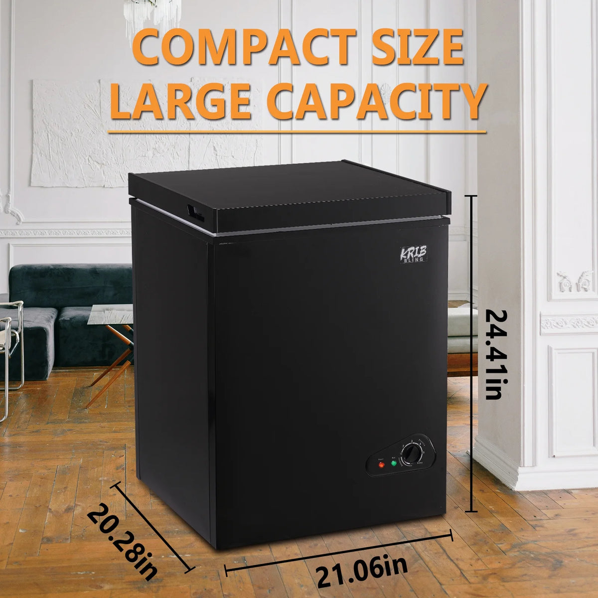 Black 3.5 Cu.ft Chest Freezer with Removable Basket Y50544