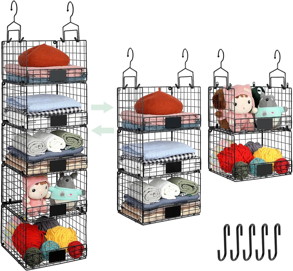 5 Tiers Hanging Closet Shelves Organizer with S Hooks U149897