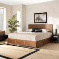King Ash Walnut Wood Storage Platform Bed F2058