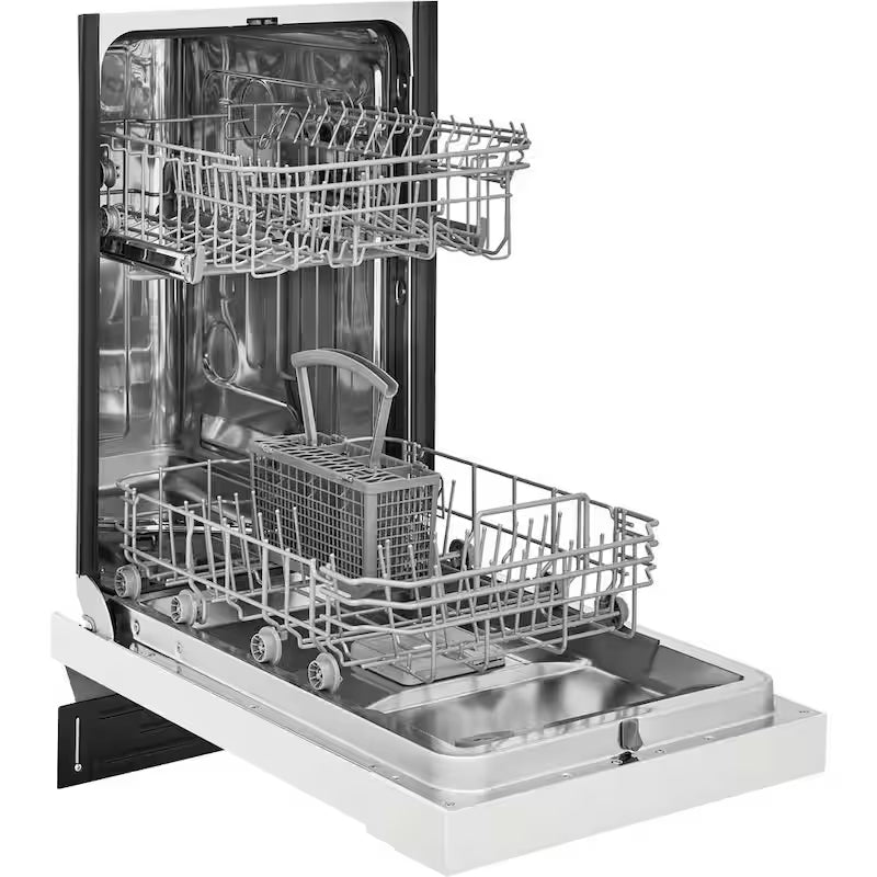 White 18 in. Built-In Dishwasher with Stainless Steel Tub E492