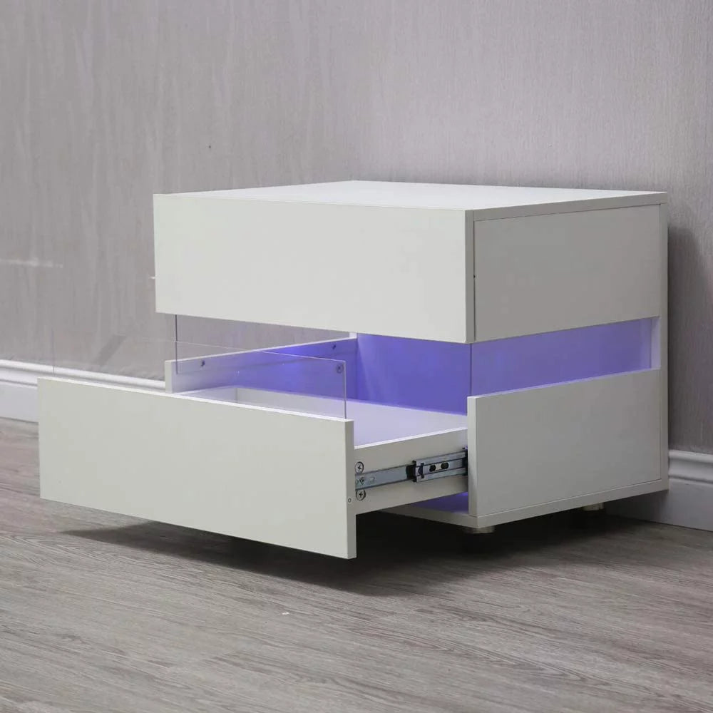 White High Gloss 2 Drawer Nightstand F62745