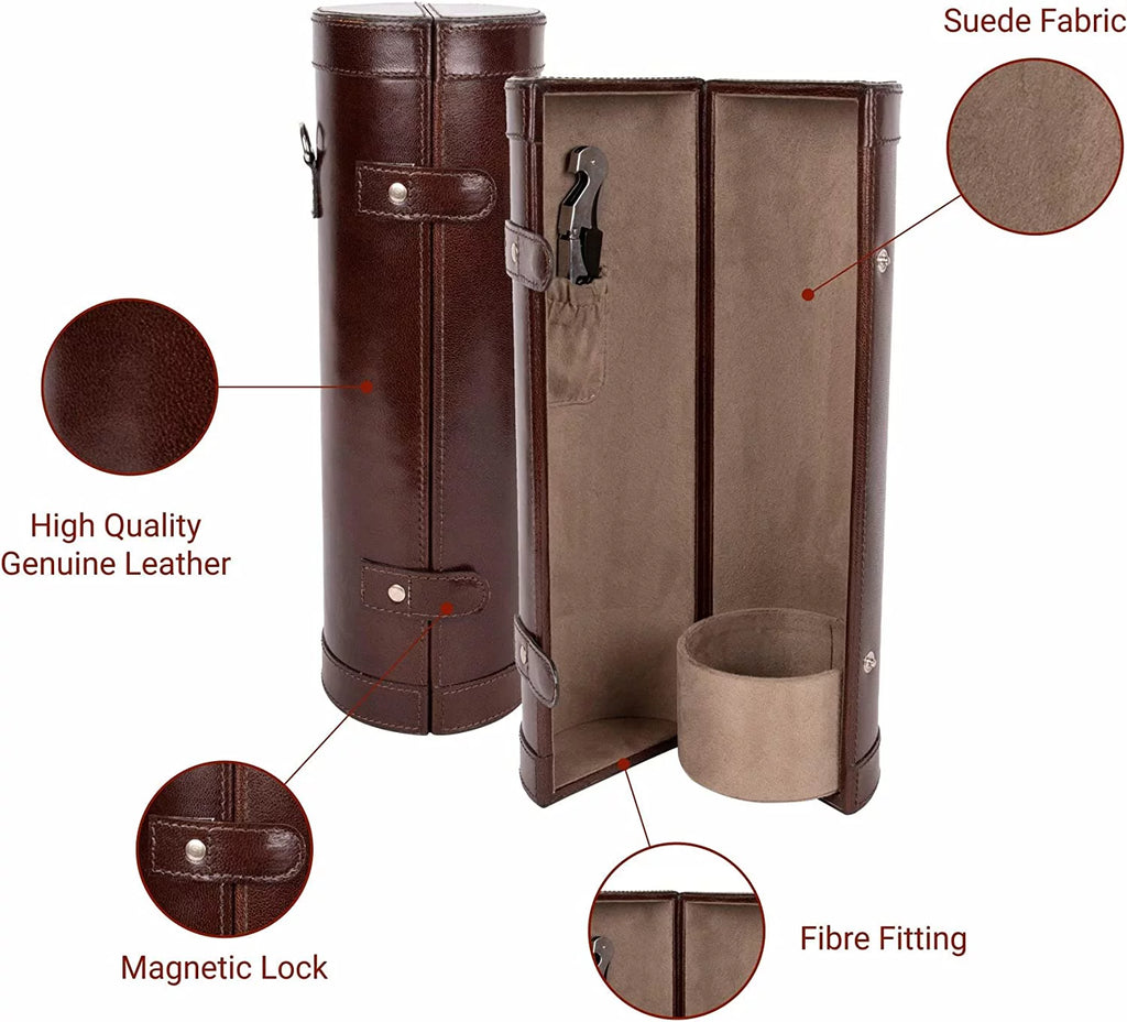 Genuine Leather Single Bottle Wine Carrier I6737