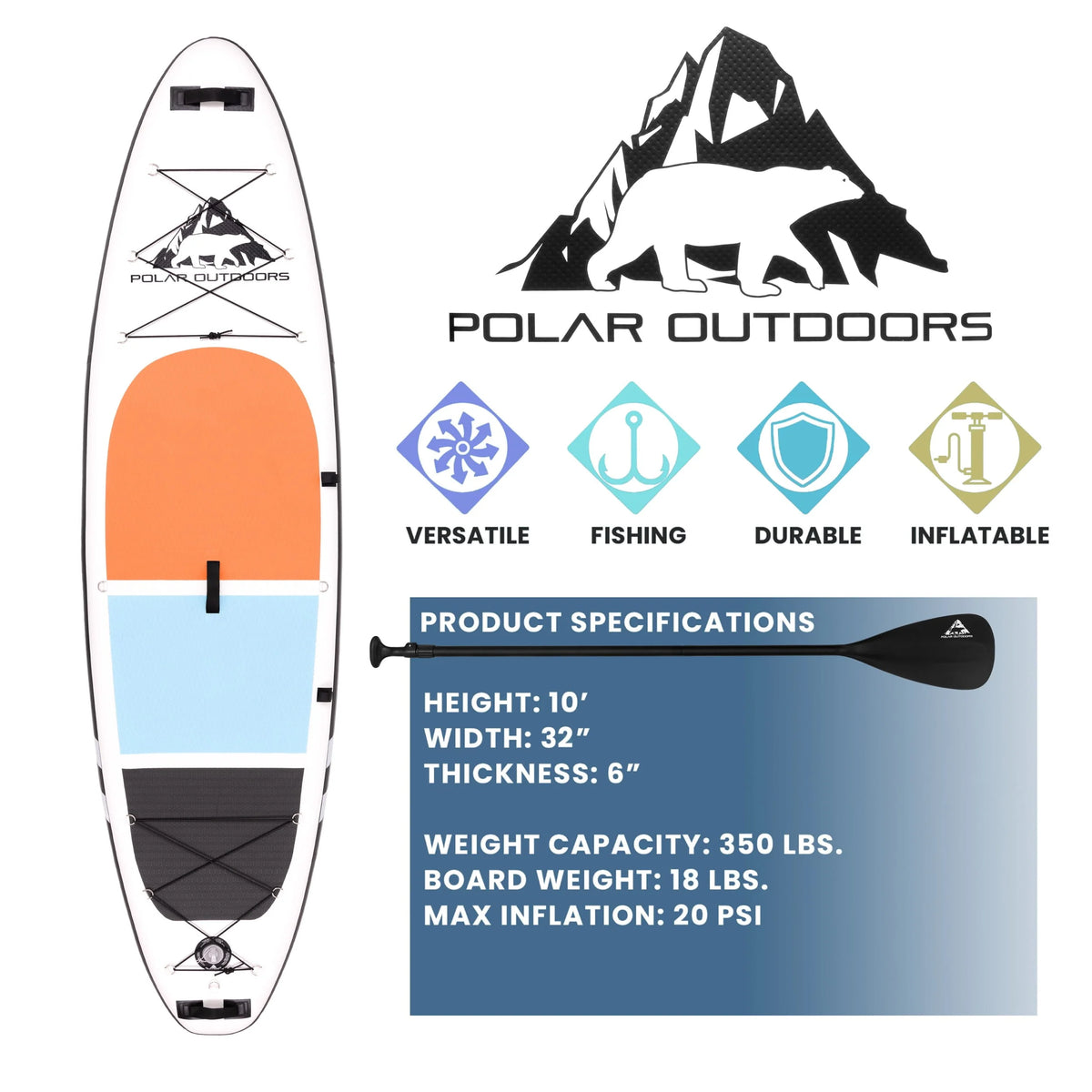 Inflatable Stand Up Paddle Board with Non-Slip Deck V8070